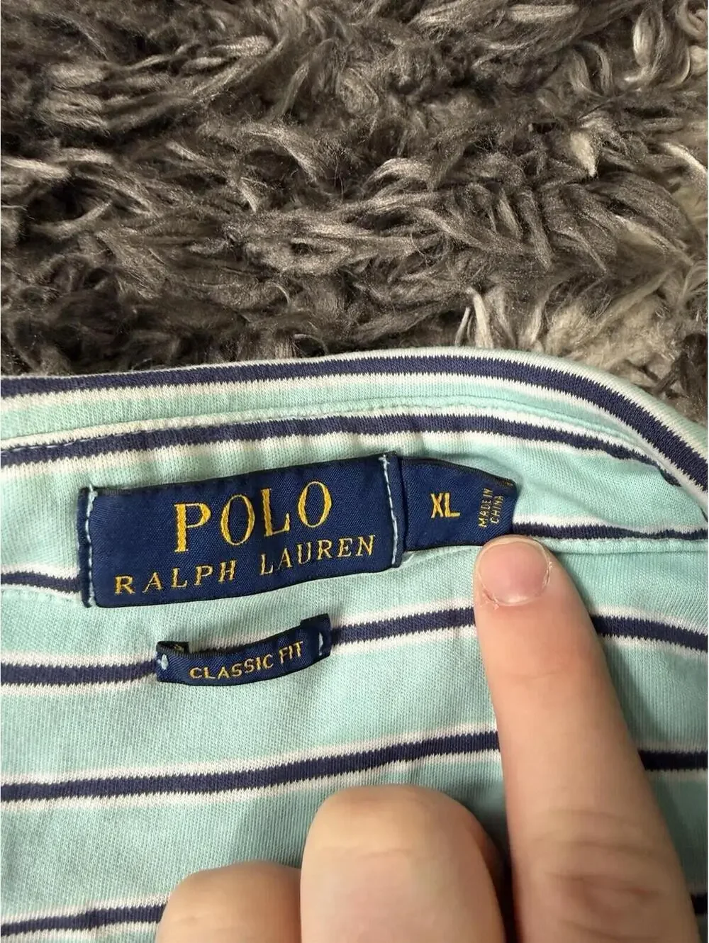 Polo Ralph Lauren Classic Fit Polo Shirt Men’s XL Teal Blue Striped Short Sleeve